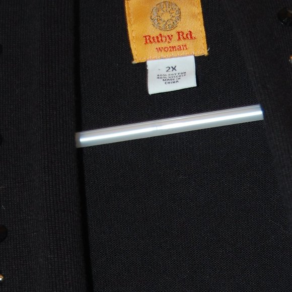 RUBY RD. Women's Soft Sweater With Beaded Decor on Collar and Front   Size 2XL - Picture 8 of 12